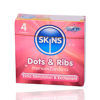 Skins Dots & Ribs Lubricated Condoms 4'S