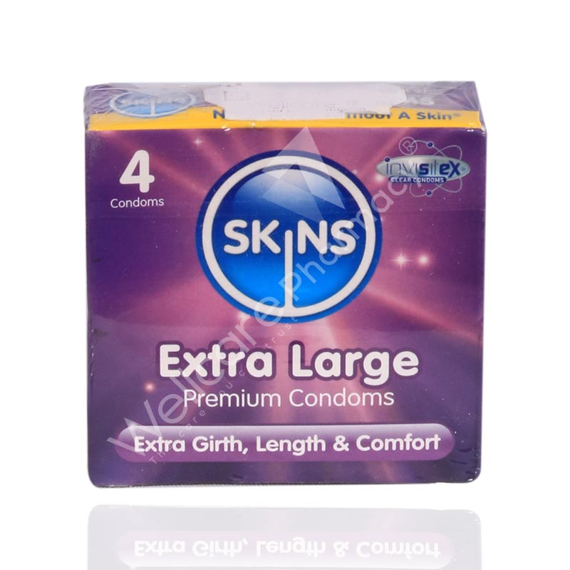 Skins Extra Large Lubricated Condoms 4'S