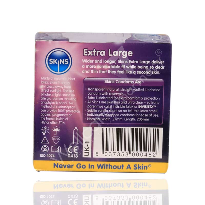 Skins Extra Large Lubricated Condoms 4'S