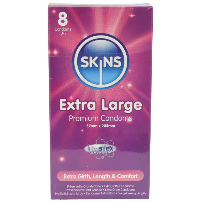 Skins Extra Large Lubricated Condoms 8'S