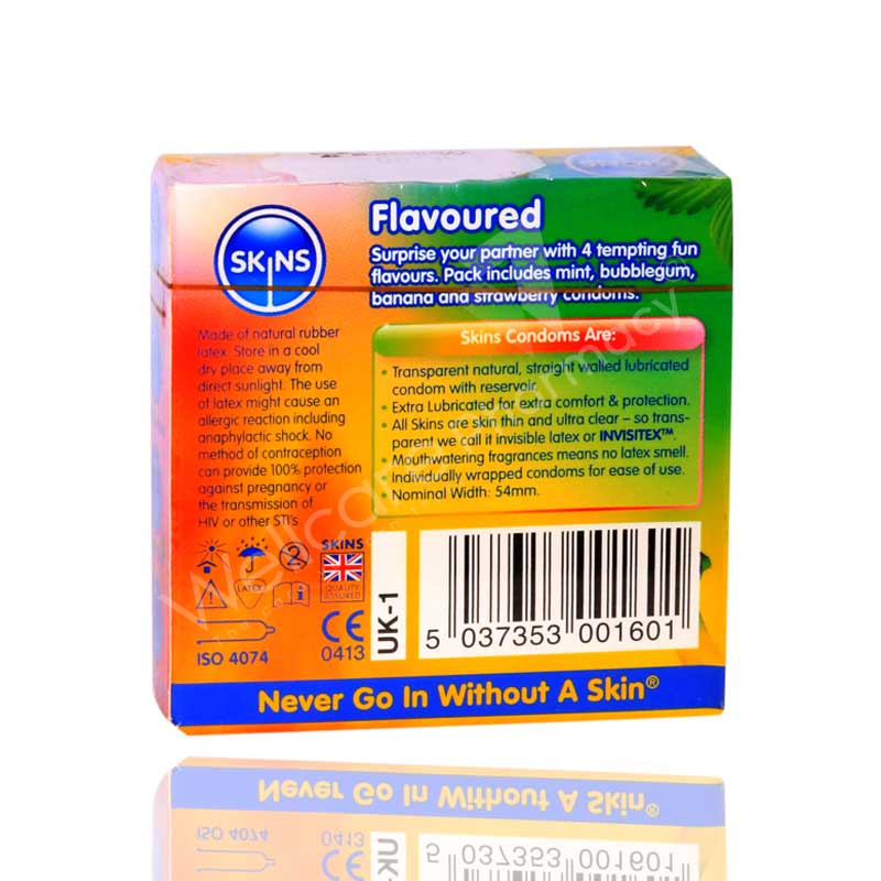 Skins Flavours Lubricated Condoms 4'S - Wellcare Pharmacy