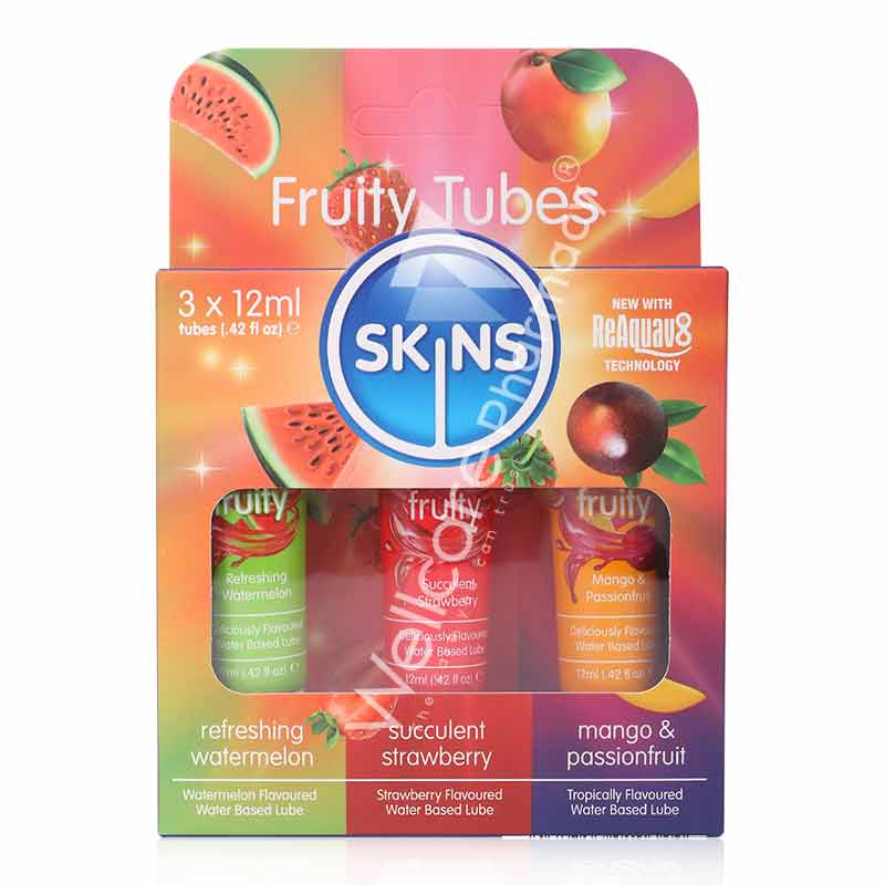 Skins Fruity Lubricant(Refreshing Watermelon,Succulent Strawberry,Mango&Passion Fruit) 3x12ml