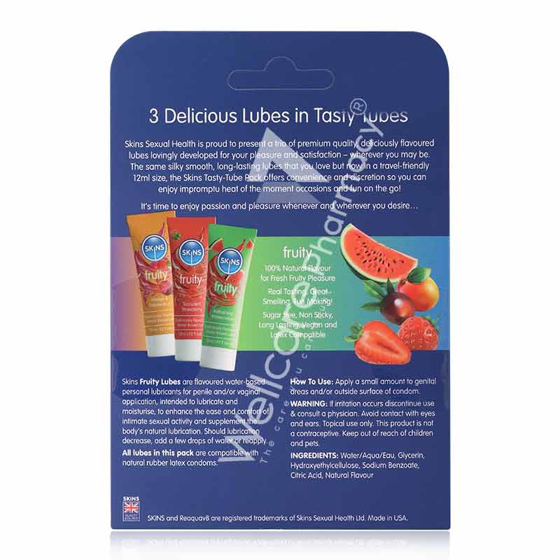Skins Fruity Lubricant(Refreshing Watermelon,Succulent Strawberry,Mango&Passion Fruit) 3x12ml