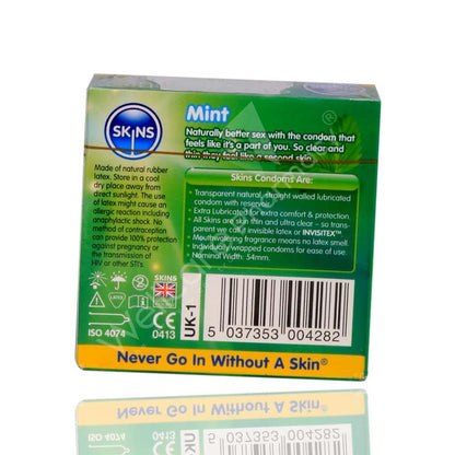 Skins Mint Flavoured Lubricated Condoms 4'S