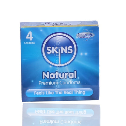 Skins Natural Lubricated Condoms 4'S