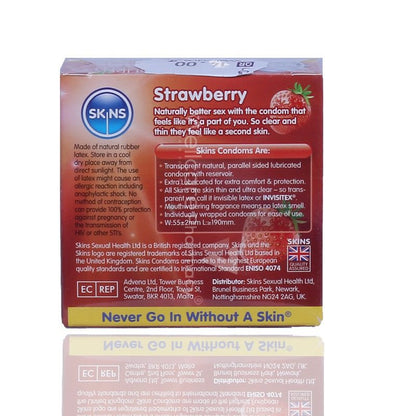 Skins Strawberry Flavoured Lubricated Condoms 4'S