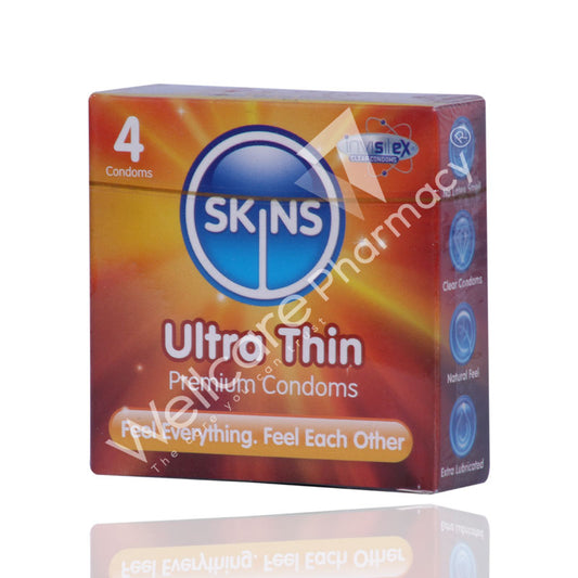 Skins Ultra Thin Lubricated Condoms 4'S