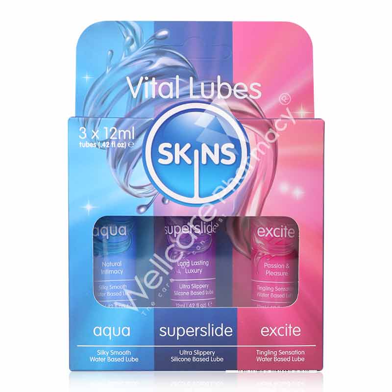 Skins Vital Lubricants(Aqua,Superslide,Excite) 3x12ml - Wellcare Pharmacy
