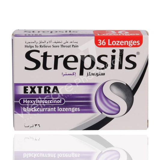 Strepsils Extra Blackcurrant Lozenges 36'S Strepsils Extra Blackcurrant Lozenges 36'S