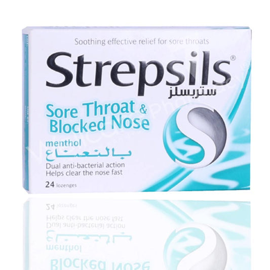 Strepsils Sore Throat & Blocked Nose Lozenges Menthol 24'S