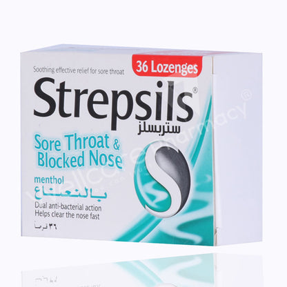Strepsils Sore Throat & Blocked Nose Lozenges Menthol 36'S