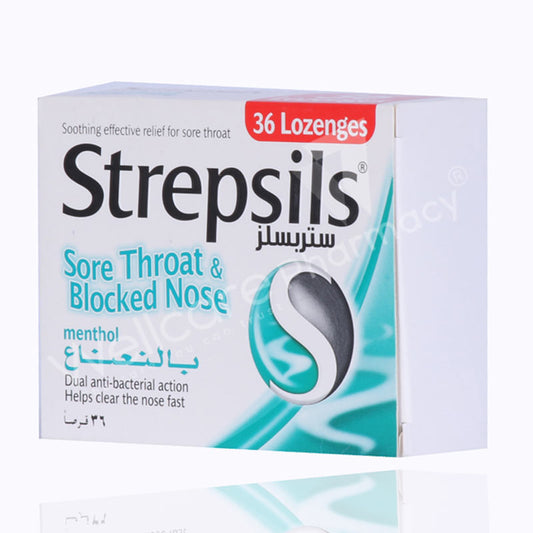 Strepsils Sore Throat & Blocked Nose Lozenges Menthol 36'S