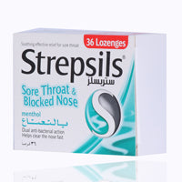 Strepsils Sore Throat & Blocked Nose Lozenges Menthol 36'S