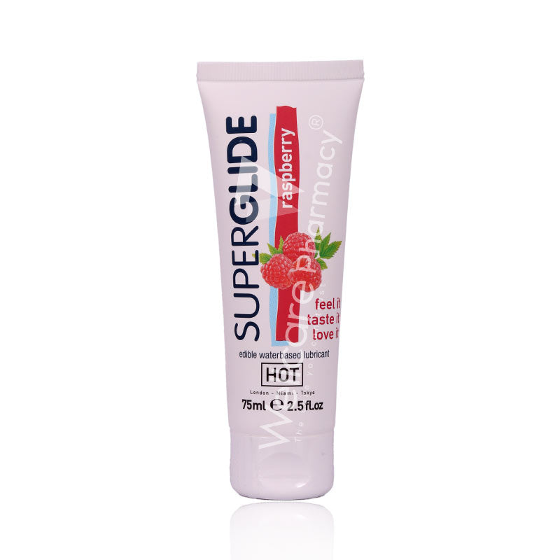 Superglide Edible Waterbased Lubricant Raspberry 75Ml