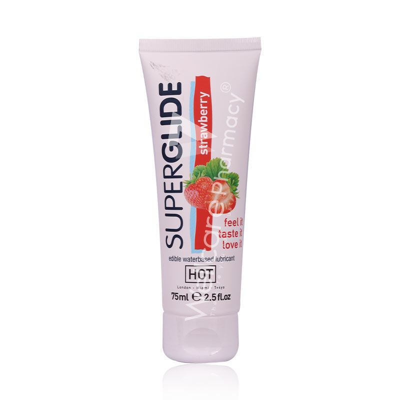 Superglide Edible Waterbased Lubricant Strawberry 75Ml
