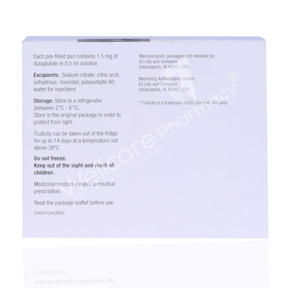 Trulicity 1.5Mg Pre Filled Pen Injection 0.5Ml 4'S