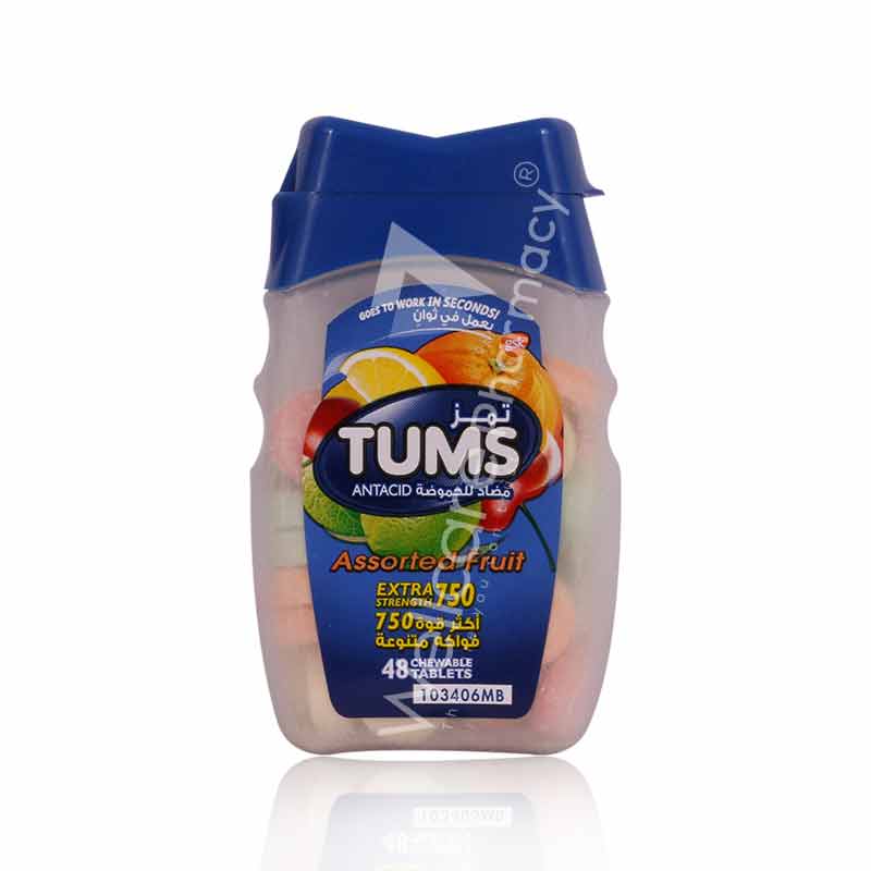 Tums Antacid Assorted Fruit Chewable Tablets 48'S