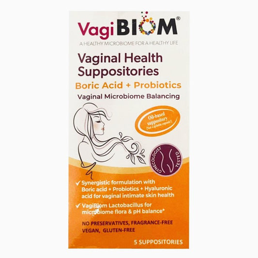Vagibiom Boric Acid+Probiotics Vaginal Health Suppositories 5'S