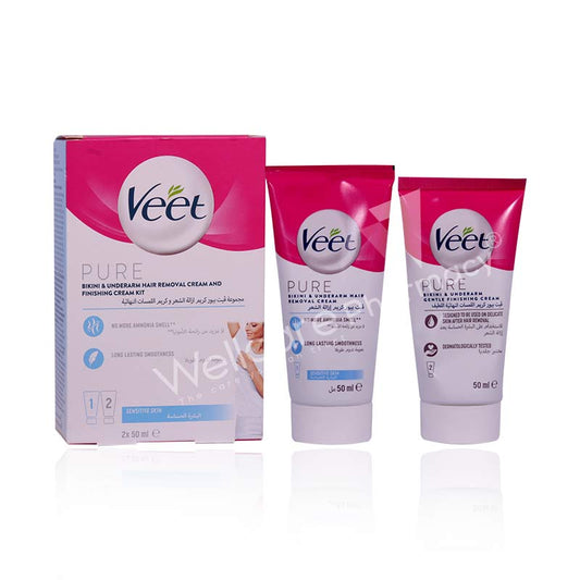 Veet Pure Bikini & Underarm Cream Kit 2X50ml