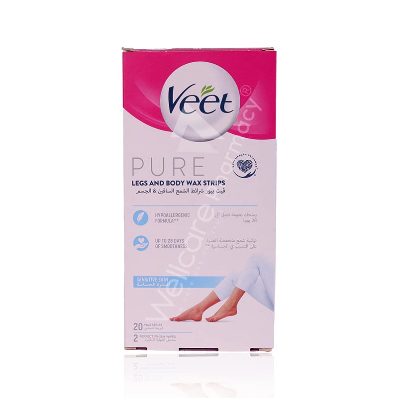 Veet Pure Legs And Body Wax Strips 20'S
