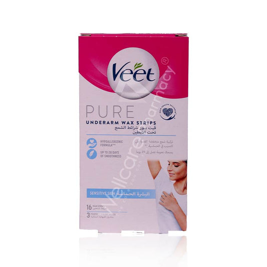 Veet Pure Underarm Wax Strips 16'S