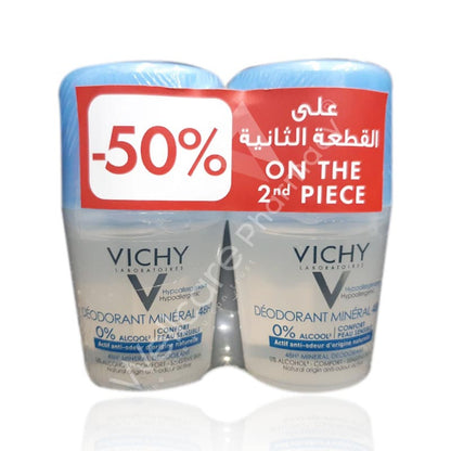 Vichy Deo Roll On Mineral 48h 50ml 2pcs - Wellcare Pharmacy