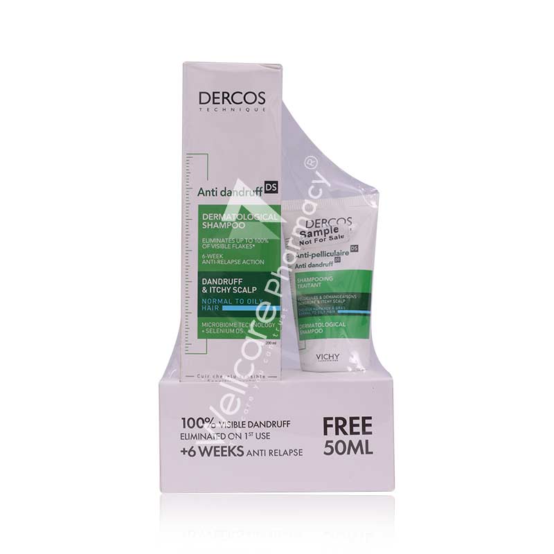 Vichy Dercos Anti Dandruff Shampoo Normal To Oily Hair 200ml+vichy Dercos Anti Dandruff Shampoo Normal To Oily Hair 50ml