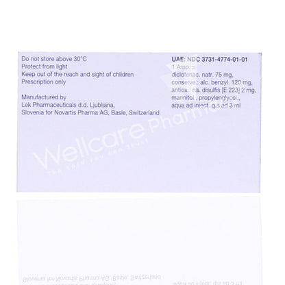 VOLTAREN 75MG AMP 5'S - Wellcare Pharmacy