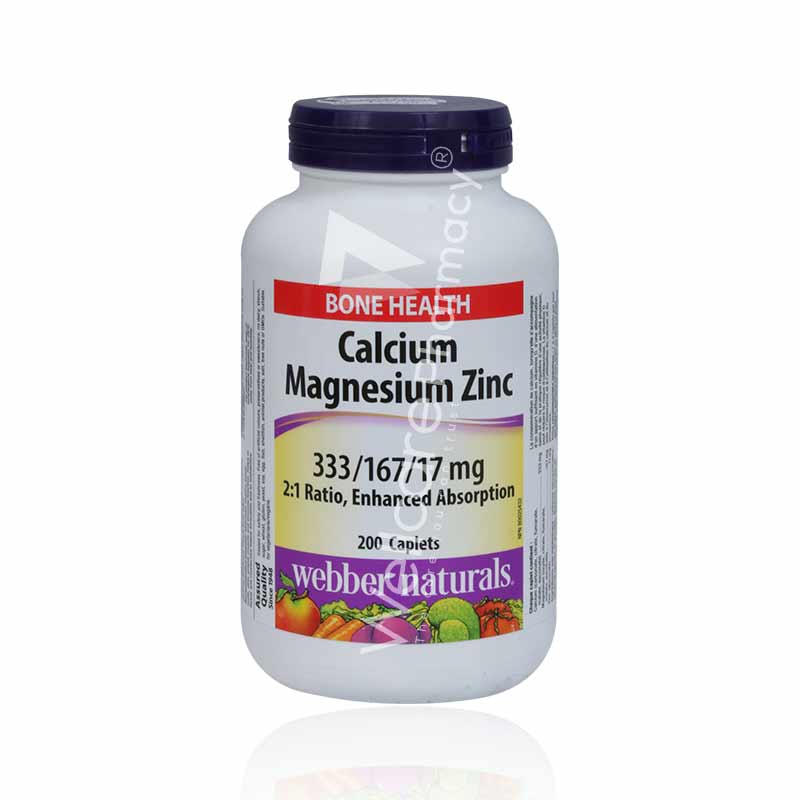 Webber Naturals Calcium Magnesium Zinc Caplets 200'S