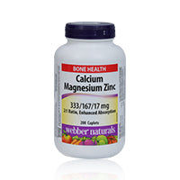 Webber Naturals Calcium Magnesium Zinc Caplets 200'S