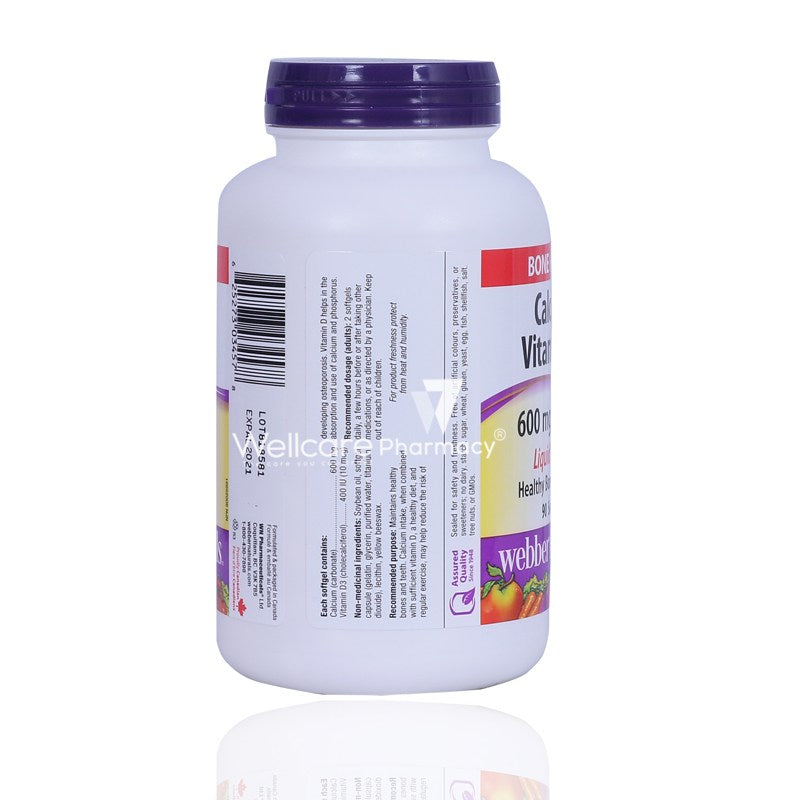 Webber Naturals Calcium Vitamin D3 600mg/400iu Capsules 90'S