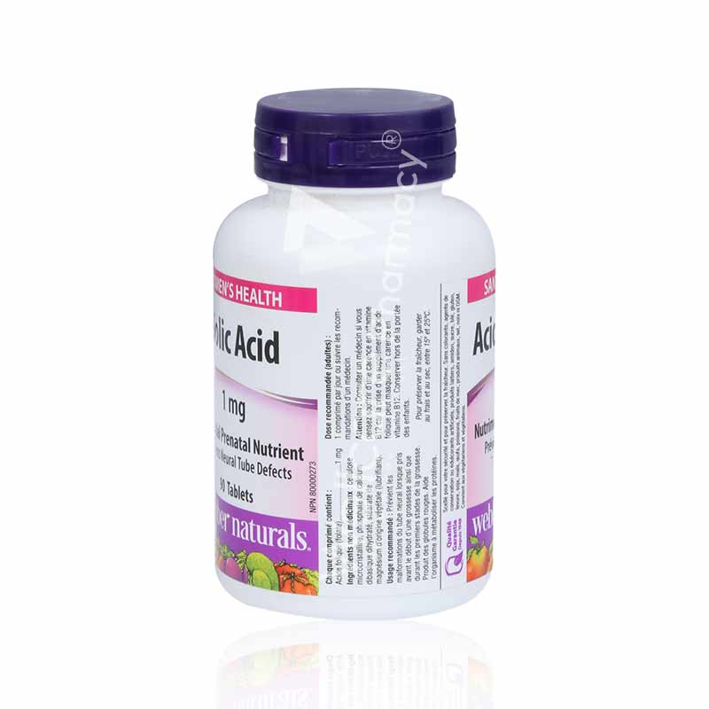 Webber Naturals Folic Acid 1Mg Tablets 90'S Webber Naturals Folic Acid 1Mg Tablets 90'S