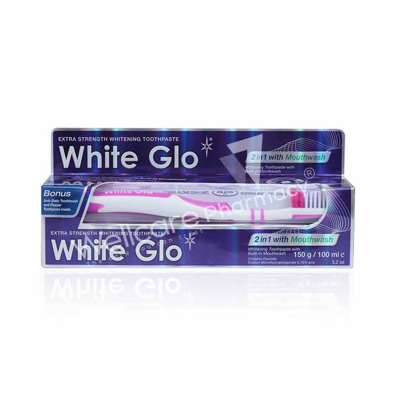 White Glo 2 In 1 With Mouthwash Whitening Toothpaste 150G
