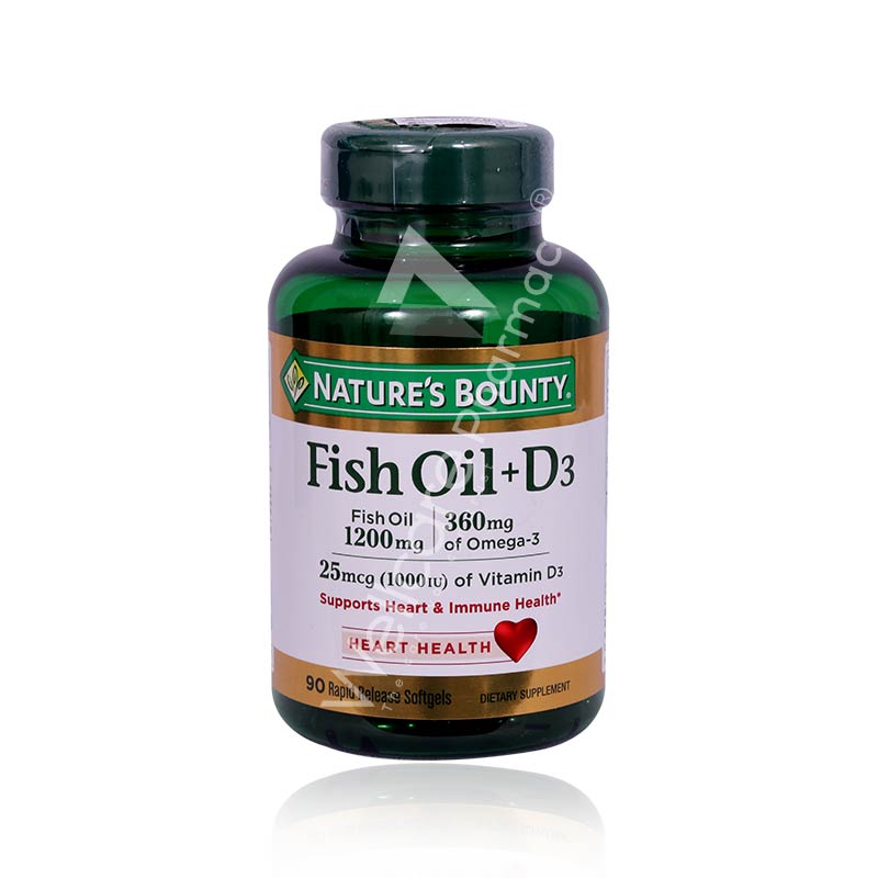 Buy Natures Bounty Fish Oil 1200Mg + D3 1000Iu Capsules 90'S in Qatar  Orders delivered quickly - Wellcare Pharmacy