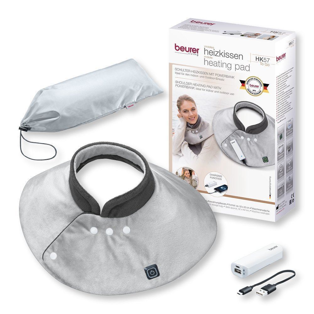 Beurer Portable Shoulder Heating Wrap, 2 Hours of Cordless Heat, Extra Soft Surf