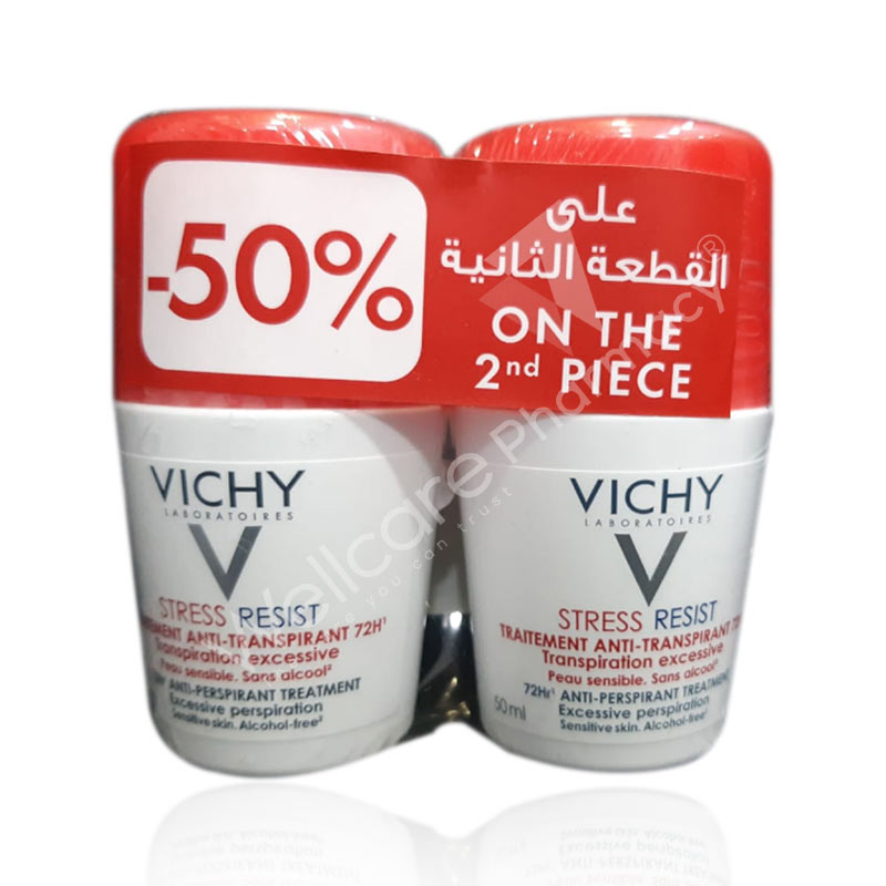 Vichy Deo On Anti-Perspirant Resist 72H 50Ml 2Pcs | Wellcare Online Pharmacy - Qatar | Buy Medicines, Beauty, Hair & Skin Care and more | WellcareOnline.com